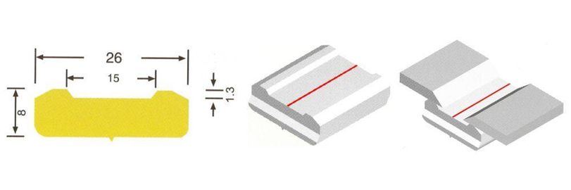 SVR плоская 26,0x8,0x600,0 мм с канавкой 15,0x1,3 мм, 18 м