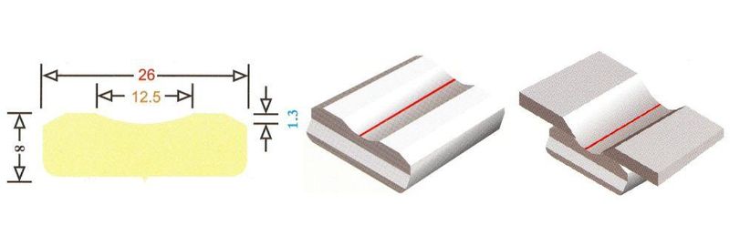 SVR плоская 26,0x8,0x600,0 мм с канавкой 12,5x1,3 мм, 18 м