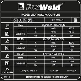 FoxWeld UNO TIG 200 AC/DC Pulse