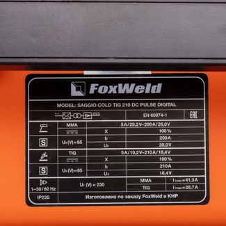 FoxWeld SAGGIO COLD TIG 210 DC PULSE DIGITAL FoxWeld SAGGIO COLD TIG 210 DC PULSE DIGITAL