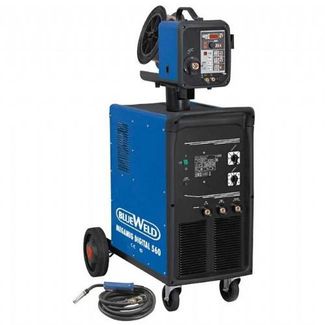 Blueweld Megamig Digital 560 R.A. с водяным охладителем и механизмом подачи проволоки Blueweld Megamig Digital 560 R.A. с водяным охладителем и механизмом подачи проволоки